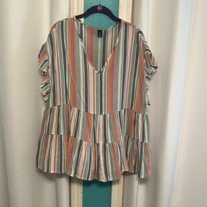 SHEIN Striped ruffled top